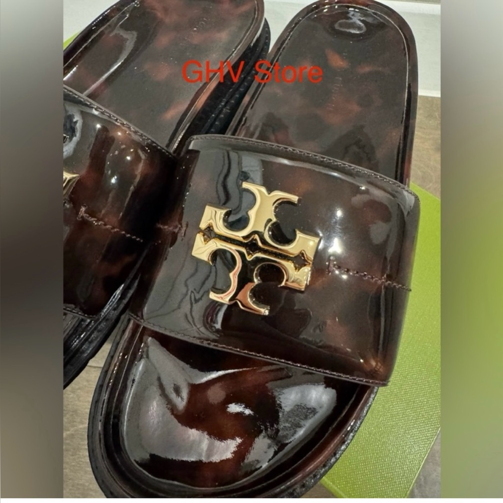 Tory Burch Black Everly Anatomic lug Sandals - Picture 5 of 9